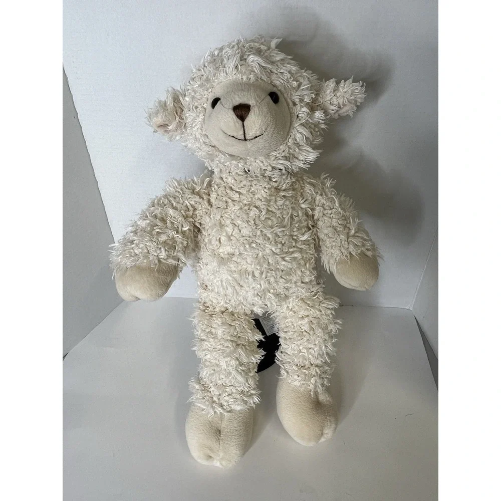 Build a Bear Loveable Lamb Plush White Brown Nose Standing Curly Shaggy 2005